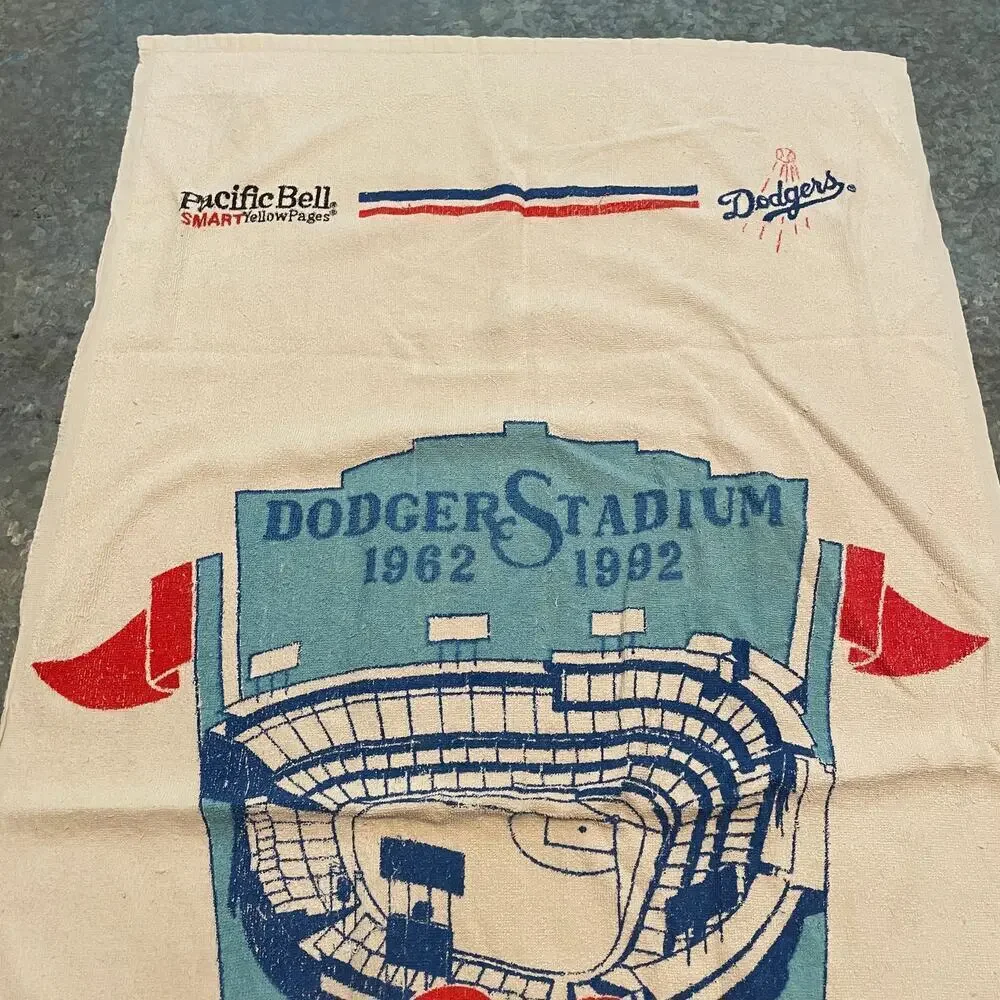 Vintage Los Angeles Dodgers 30th Anniversary Dodger Stadium Beach Towel 90s